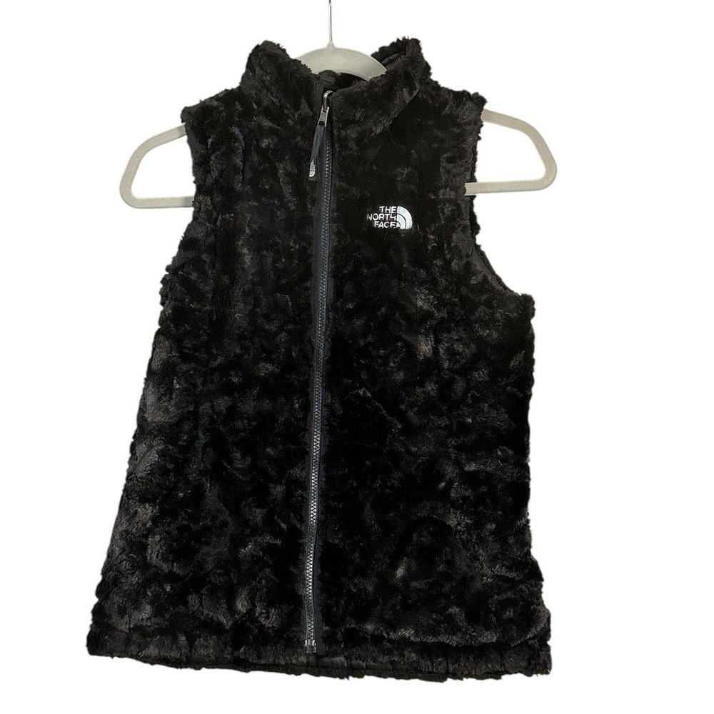 The North Face Girls Mossbud Swirl Reversible Vest M 10/12 Black Fleece Puffer